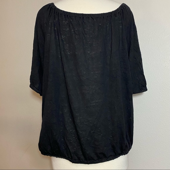 LOFT Black Linen Peasant Short Sleeve Top, XL & XXL - Picture 13 of 16